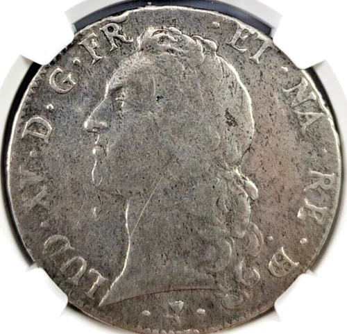 1762 Louis XV "The Beloved" France Silver Ecu NGC VF30 Dav-A1331 Crown Crest