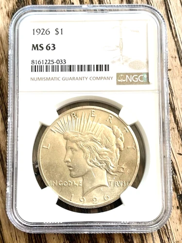 1926p Peace Dollar ms63 NGC. nice white coin !