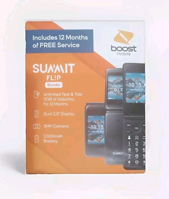 Boost Mobile Summit Flip 2.8'' 5MP,  Prepaid Phone with  12 Months of Service 