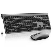 Wireless Keyboard Mouse Combo Silent Slim Design Space Gray USB Receiver
