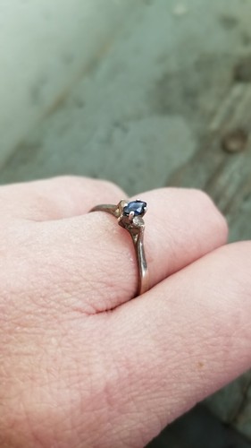 Sapphire White Topaz Diamonds Silver Ring size 8 + Earrings Set Valentine's Day - Picture 9 of 15