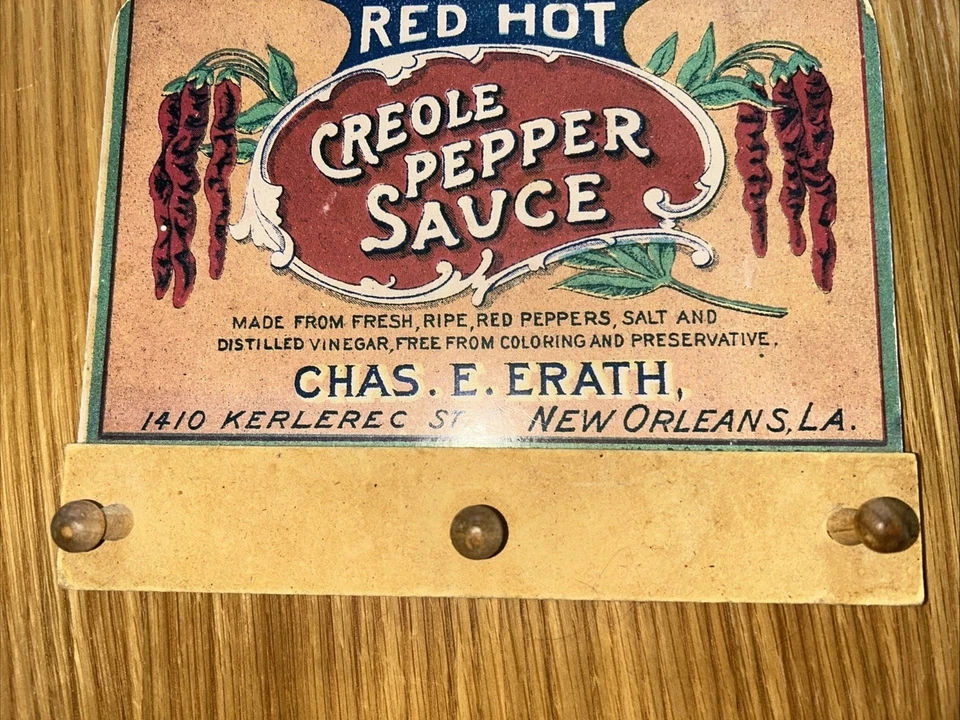 Red Hot Creole Pepper Sauce Chas. E. Earth Advertising Label Key Holder - Image 3 of 4