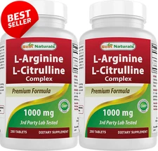 L-Arginine L-Citrulline Complex 1000mg 250 Tablets Pack of 2 US