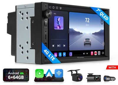 Android Auto 7'' QLED 6+64GB 2 DIN Car Stereo Radio CarPlay GPS Navigation Player
