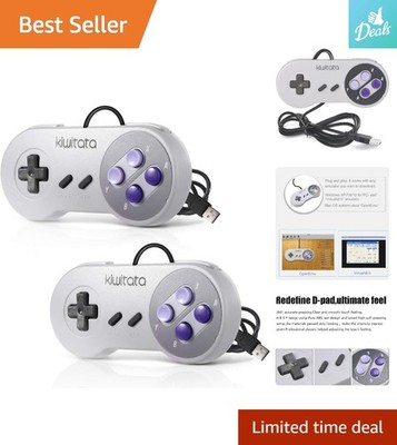 Classic SNES Design USB Gamepad - Ultimate Retro Gaming Experience 2-Pack