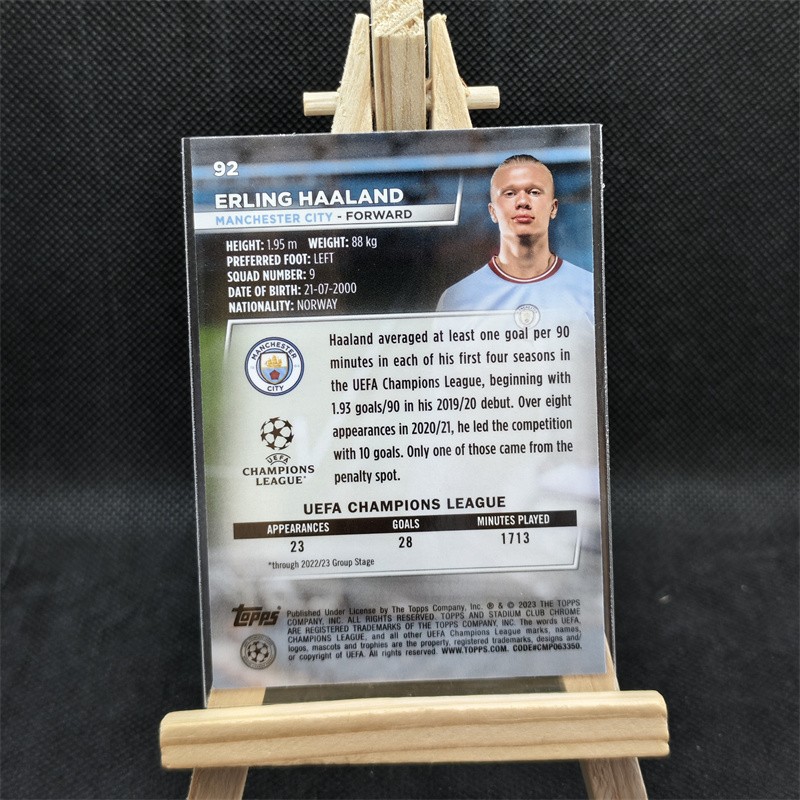 Erling Haaland 2022-23 Topps Stadium Club Chrome Man City #92 view 2