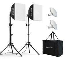 RALENO Softbox Lighting Kit 2x16x16 LED Continuous Video Photo Studio Equipment