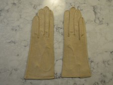 Vintage New NOS Dead Stock Nude Beige French Kid Leather Gloves---8" Size 7