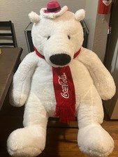 Large Coca-Cola Plush Polar Bear 36" w/ Scarf Collectible UNStuffed  READ 