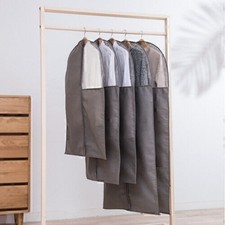 Gray Garment Dust Cover Zipper Clothes Protector Fur Coat Suit Storage Bag
