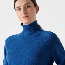 Womens SUNSPEL Funnel Neck Jumper Sweater 100 Lambswool Blue size M 
