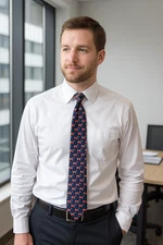 Rene Chagal Men's Red White & Blue Hand Made American Art to Wear Suit Necktie