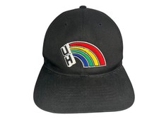 Vtg 90s HAWAII RAINBOW WARRIORS Black/Colorful COLLEGE SNAPBACK Fan Baseball Hat