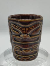 Dark Brown Ceramic Tiki Shot Glass or Toothpick Holder