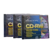 3 Imation CD-RW Discs 650 MB/ 74 min Circa 1999