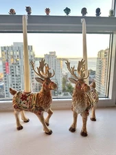 Brand New Fitz And Floyd Father Reindeer Candle Holders (2)  Original Box