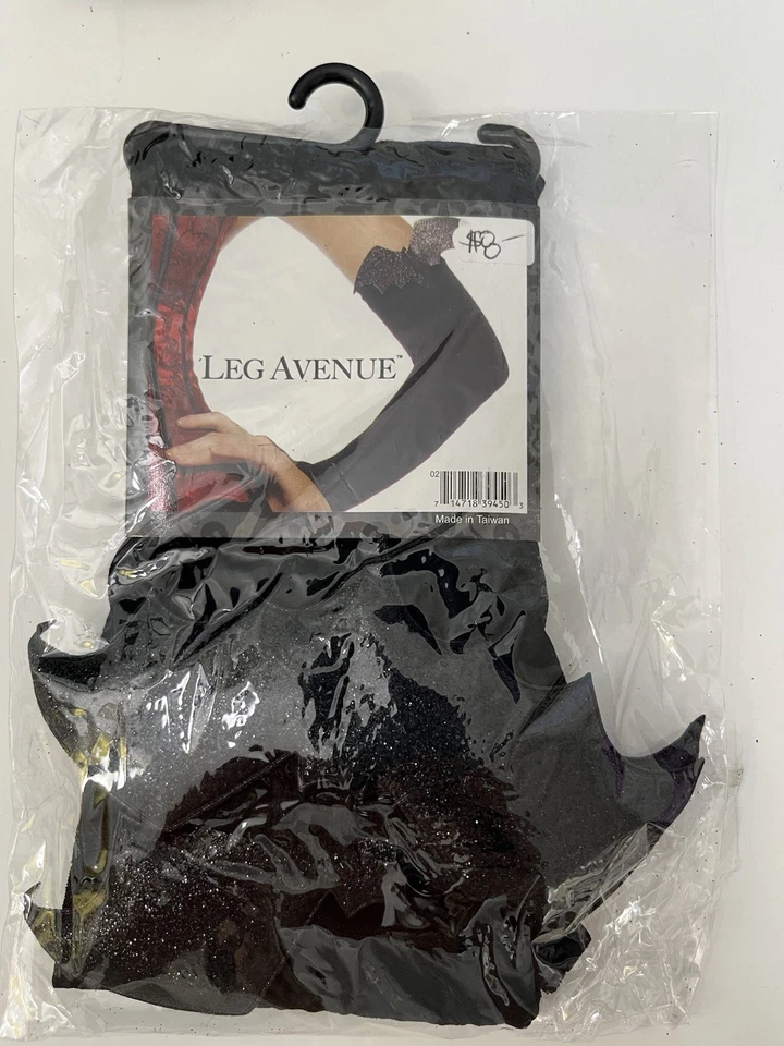 NUEVO Leg Avenue Guantes de Murciélago Brillo Negro Disfraz Nylon Talla Única Estilo 2073 Foto 2 de 4