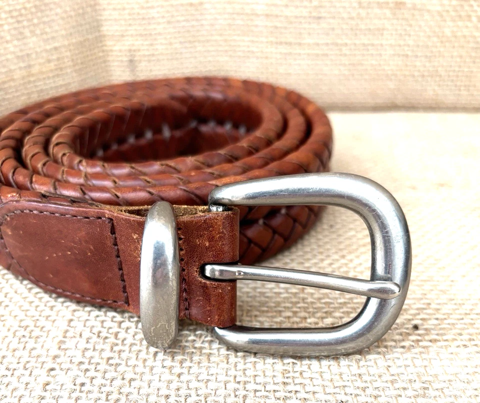 Coach Belt Men’s ” Brown Braided Leather Woven Tan 5922 Size 40 - Image 2 of 4