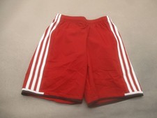 Adidas Size M 11-12y Kids Red Pull On Elastic Waist Athletic Sport Shorts 798
