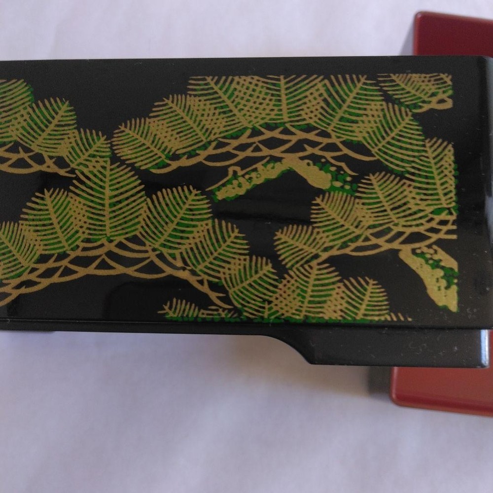 Jubako Bento Box Japanese 2tiered box pine crane sun 5 cm celebration auspicious