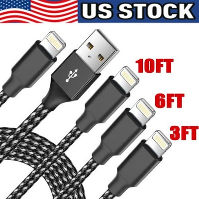 Fast Charger Cable For iPhone 14 13 12 11 X 8 Heavy Duty Braided USB Cable Lot