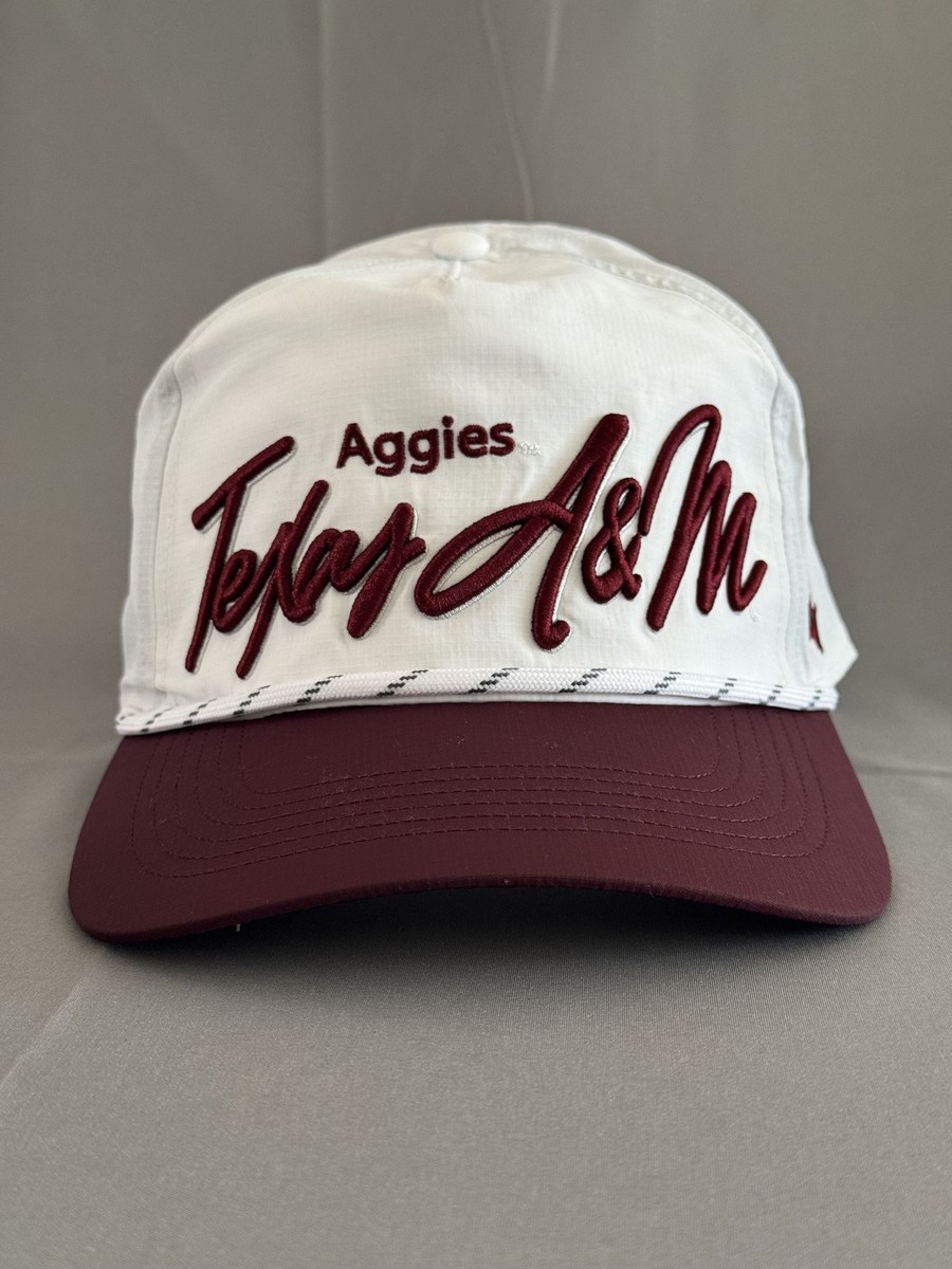 '47 Brand Texas A&M Aggies NCAA Script Logo Snapback Hat White Maroon
