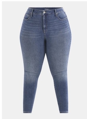 Terra & Sky Womens 24W High Rise Blue Core Skinny Leg Stretch Jeans