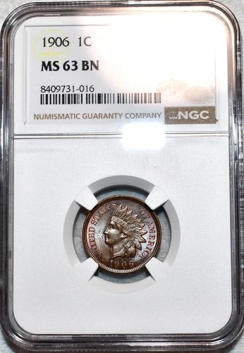 NGC MS-63 BN 1906 Indian Head Cent, Blazing, Well-Struck specimen.