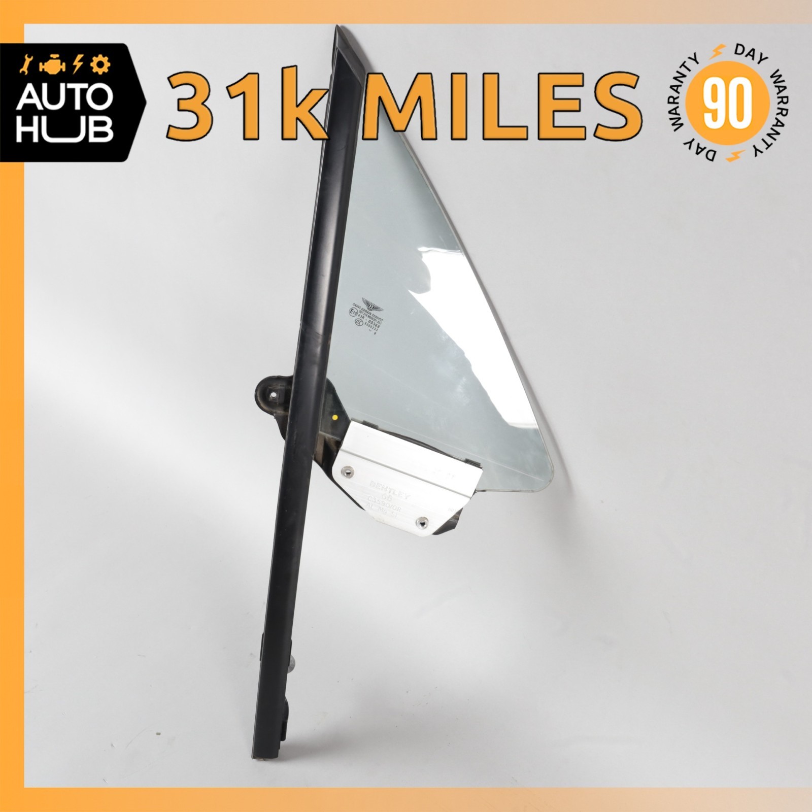 03-10 Bentley Continental GT Coupe Front Right Side Door Vent Window Glass OEM