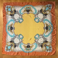 Vtg Honey Silk Scarf Square Classic Paisley Print 31" Made in Japan Quiet Luxury