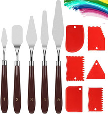11 Stück Spachtel Set Für Strukturpaste, 5 Edelstahl Öl Malen Palettenmesser & 6
