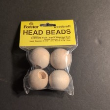 4 Vintage Forster Woodcraft Round Craft Head Beads 36.5mm 1 7/16X1 1/2 NOS Doll