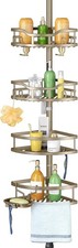 Corner Shower Caddy Tension Pole Rustproof 4-Tier Bathroom Organizer Shelves