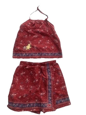 Conjunto corto y top vintage bordado Disney Store Pooh Bear & Piglet talla 7/8 - Imagen 1 de 4
