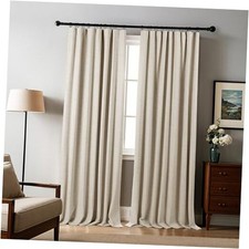 100 Blackout Curtains 96 inches Length Linen 52"W x 96"L Pack of 2 Natural
