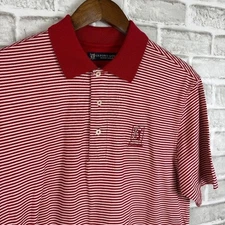 TPC Scottsdale x Oxford Golf Red Striped All Cotton Collared Polo Shirt MEDIUM