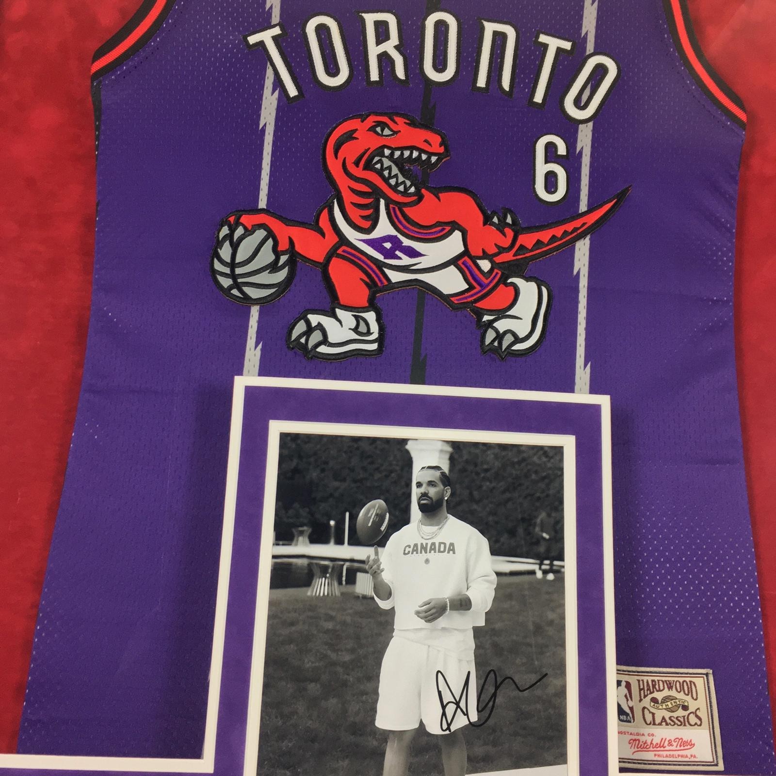 Aubrey Graham Drake Signed Autographed Photo & Raptors OVO Jersey Framed JSA