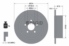 2x PAGID Disco De Freno Macizo Ø274mm Para Subaru Outback BL BP Legacy IV