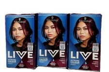 Image of 3x Schwarzkopf Live Intense Permanent Colour Hair Dye & Serum, 046 Cyber Purple