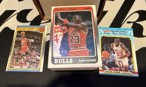 1988-89 Fleer Basketball Komplettsatz #1-132 mit Stickern Michael Jordan EF