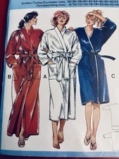 VTG Burda 6412  Misses or Unisex Robes 3 Lengths SZ 8-20 Sealed