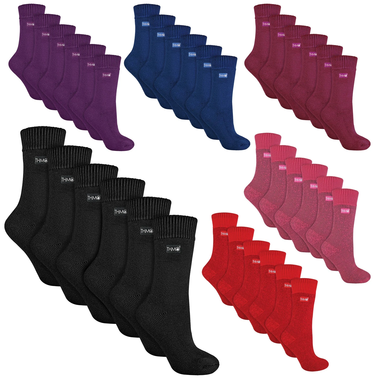 THMO - 6 Pairs Womens Soft Breathable Thermal Socks