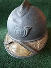 WWI FRENCH CHASSEUR M15 HELMET WITH VETERAN PLAQUE