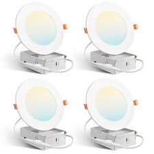 4 Pack 4 Inch 5CCT Ultra-Thin LED Recessed Dimmable Ceiling Light with Juncti...