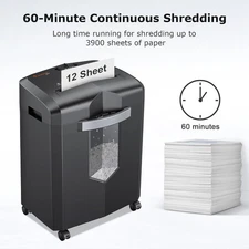 Bonsaii C266-B 12-Sheet Micro-Cut Shredder P-4 60-Min Jam-Proof CD Card Mail 4.2