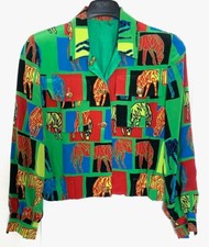 Lacoste Vintage Horse Zebra Safari Vibrant Print Gold Logo Buttons Blazer Jacket