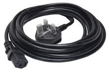 Black IEC Mains Power Lead Cord - UK Plug 10A C13 Cable For Electrical Items 1m