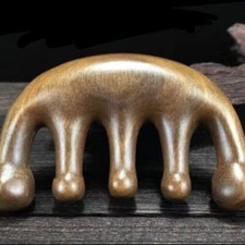 Green Sandalwood Meridian Massage Comb Curly Hair Wide Resin, Whole Wood Comb