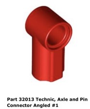 Lego 1x 32013 Red Technic, Axle and Pin Connector Angled 1 9526
