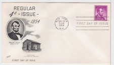 TurtlesTradingPost- Abraham Lincoln 4 Cent #1036- 1954 FDC Fleetwood Cachet